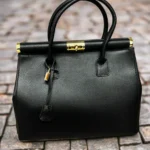 Sarah Tempest Italian black leather padlock bag
