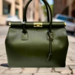 Sarah Tempest Italian khaki leather padlock bag