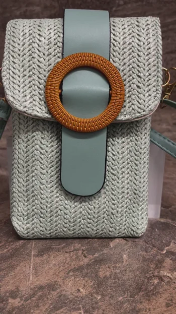 Mint Rattan Buckle front mini bag